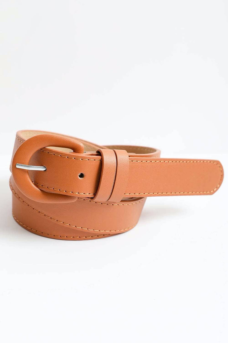 Classic Vegan Leather Belt - Stylish Round Buckle 🥋