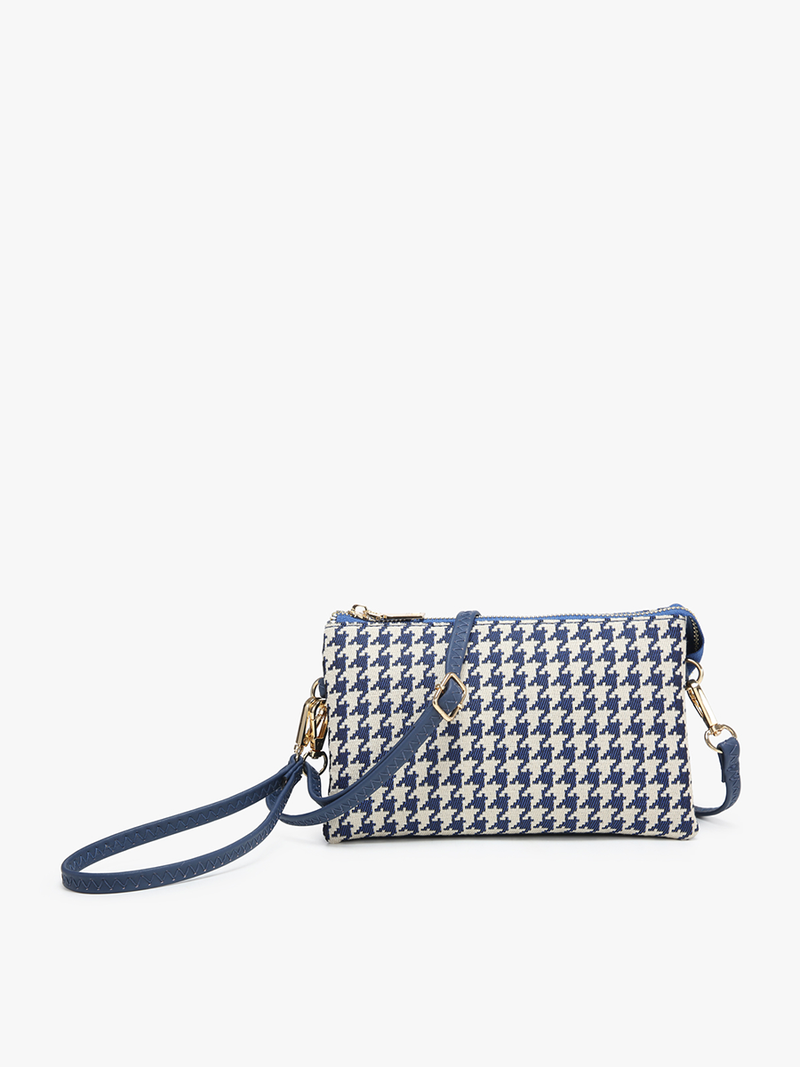 M013HDST Riley Houndstooth 3 Compartment Crossbody/Wristlet