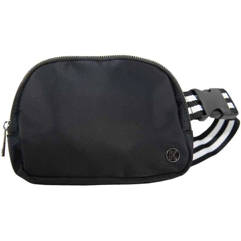 Katydid Black Solid Bag with Striped Strap