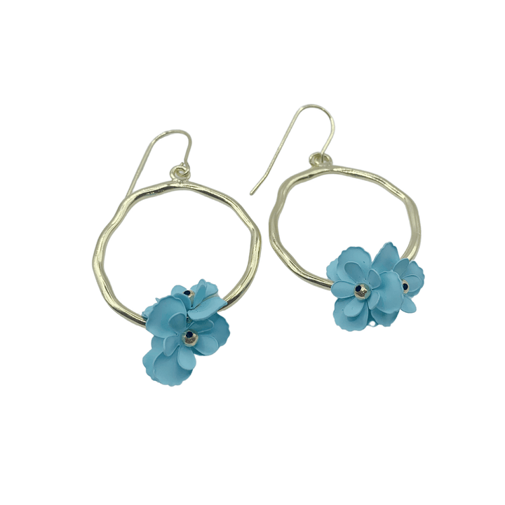 Bloom Gold Hoop Earring - Turquoise