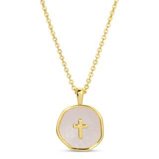 Splendid Iris Shell With Cross Pendant Necklace