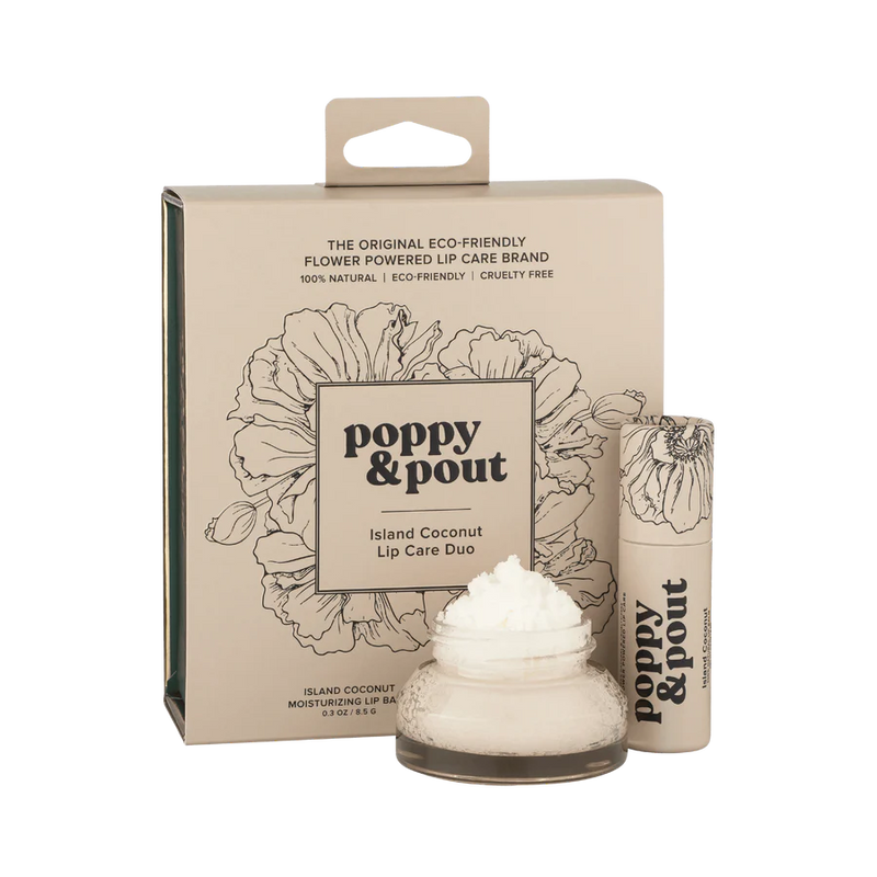 Poppy & Pout Gift Set, Lip Care Duo, Island Coconut