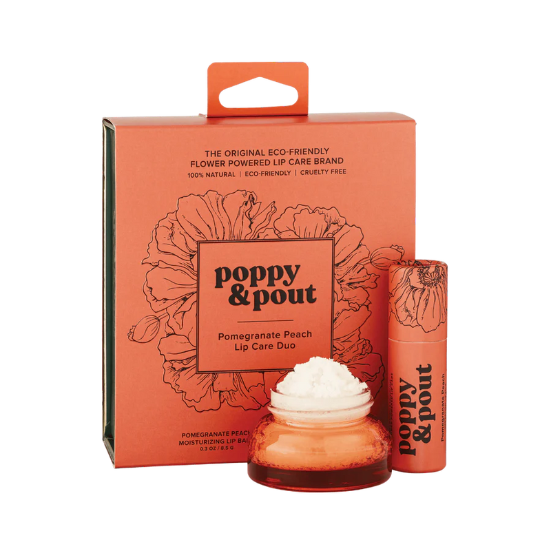 Poppy & Pout Gift Set, Lip Care Duo, Pomegranate Peach