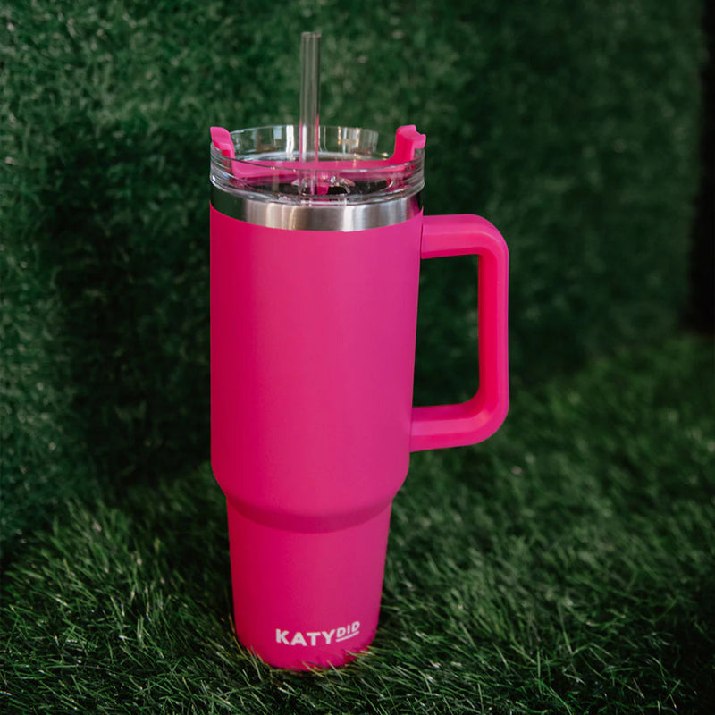 Katydid Hot Pink Tumbler Cup with Handle