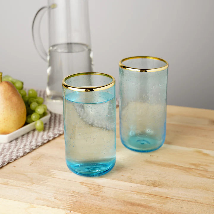 Aqua Bubble Glass Tumbler Set