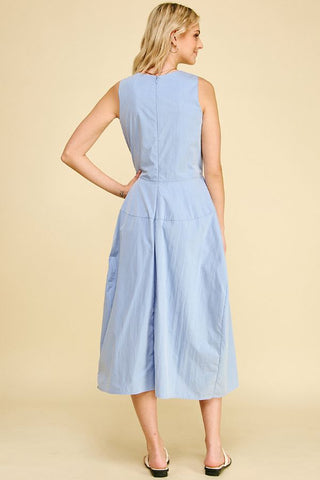 Solid Wide Midi Dress - Baby Blue