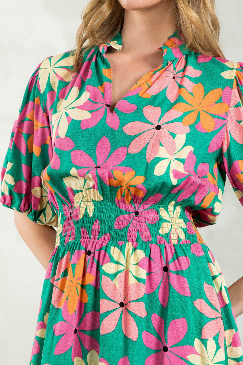 FINAL SALE Puff Sleeve Flower Print Dress