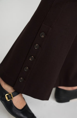 Stella Pull-On Flare with Button Hem - 30" - Brown Truffle