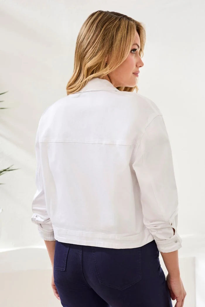 Tribal Comfort Stretch Denim Button-Front Jacket White