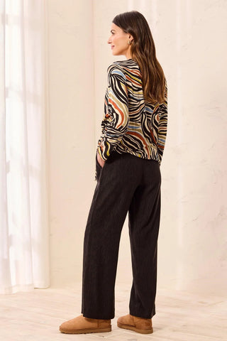 Tribal Crinkle Lyocell® Pull-On Flowy Wide Leg Pants Black
