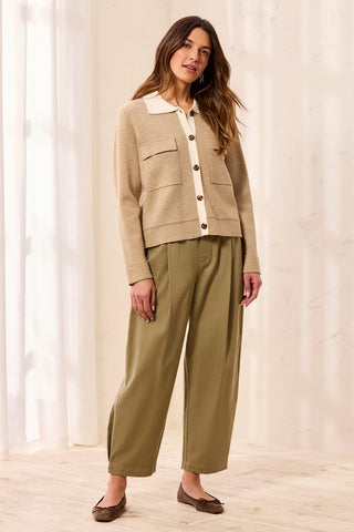 Tribal Double knit Long Sleeve Button-Front Collared Cardigan Fossil