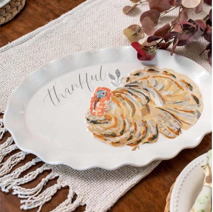 FINAL SALE Mud Pie Thankful Turkey Platter