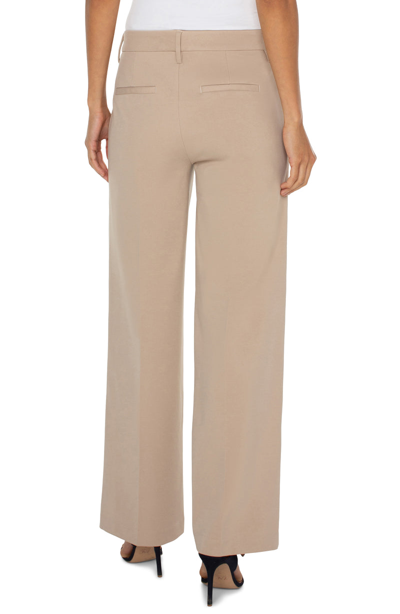 LIVERPOOL - KELSEY WIDE LEG TROUSER - BISCUIT TAN