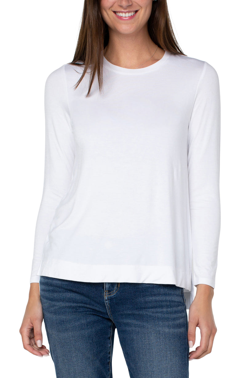 LIVERPOOL LONG SLEEVE SCOOP NECK TEE - WHITE