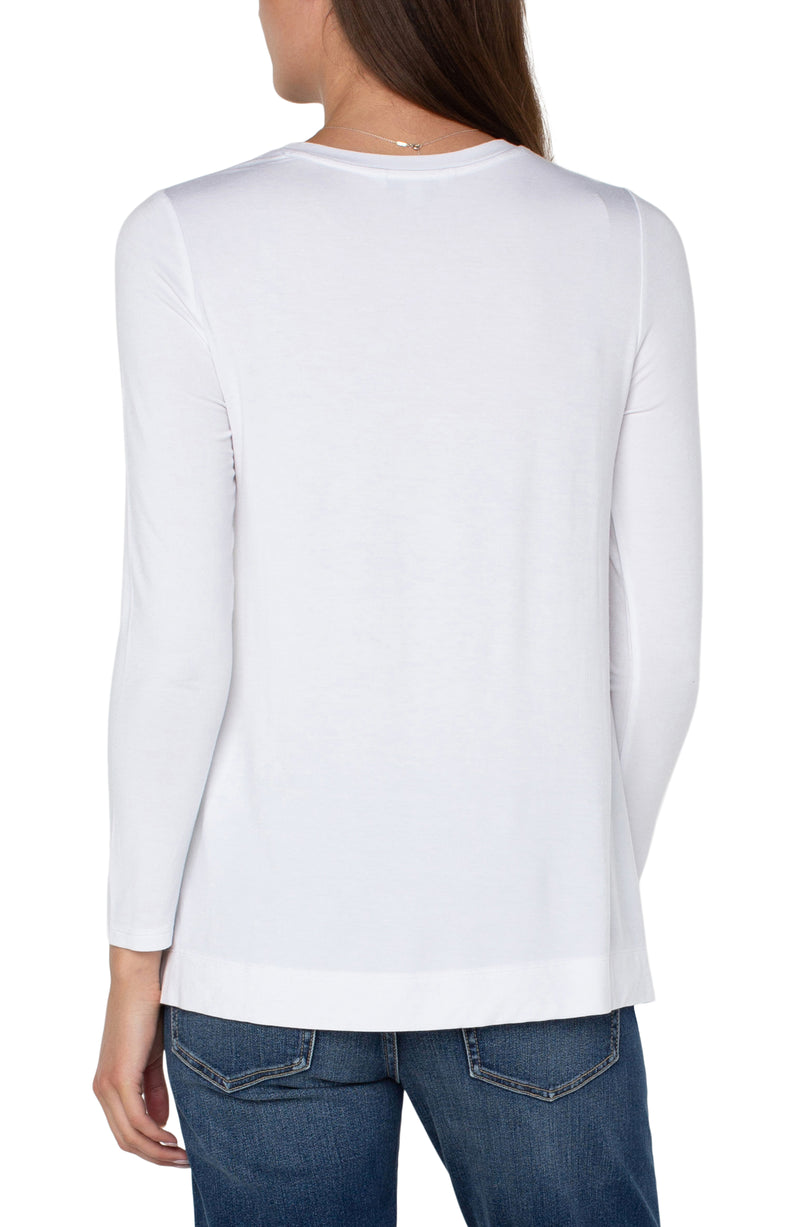 LIVERPOOL LONG SLEEVE SCOOP NECK TEE - WHITE