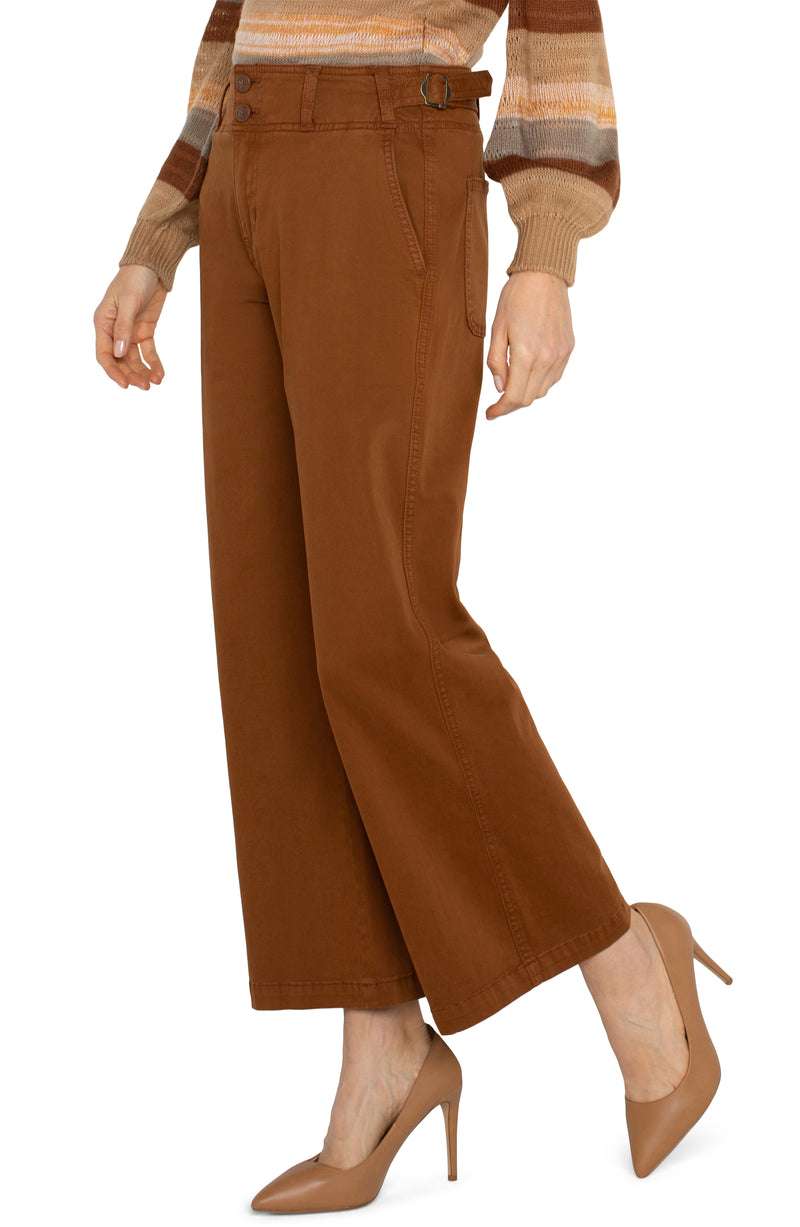 LIVERPOOL HIGH RISE CINCH WAIST WIDE LEG - JASPER BROWN