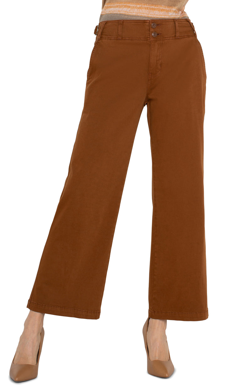 LIVERPOOL HIGH RISE CINCH WAIST WIDE LEG - JASPER BROWN