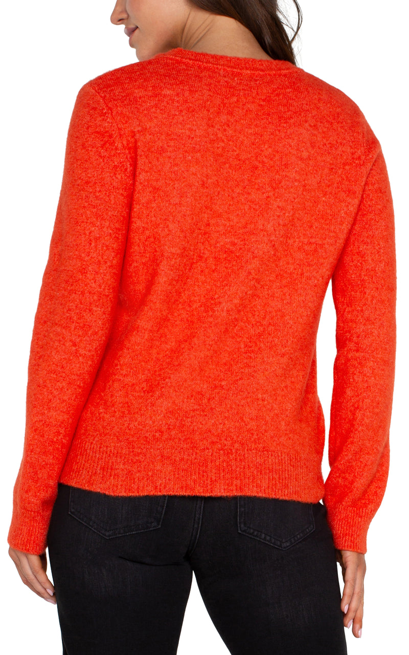 LIVERPOOL LONG SLEEVE CUT OUT BOW NECK SWEATER - ORANGE