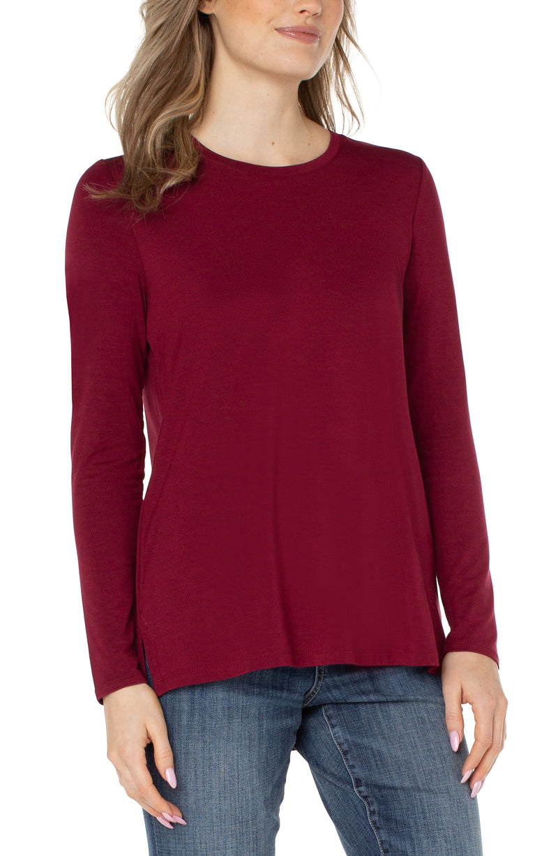 LIVERPOOL LONG SLEEVE SCOOP NECK TEE - RED VELVET