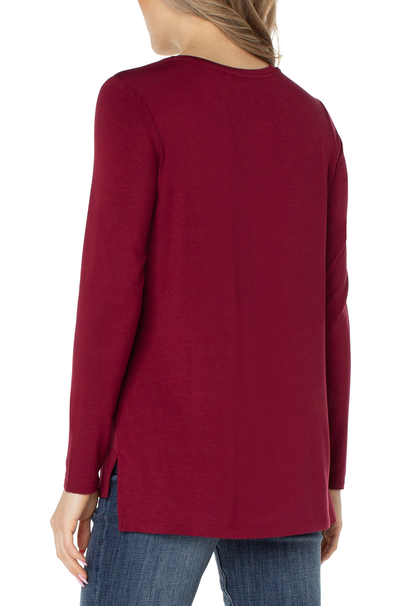 LIVERPOOL LONG SLEEVE SCOOP NECK TEE - RED VELVET