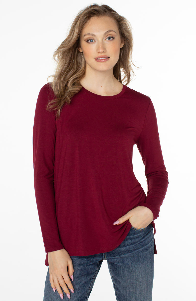 LIVERPOOL LONG SLEEVE SCOOP NECK TEE - RED VELVET