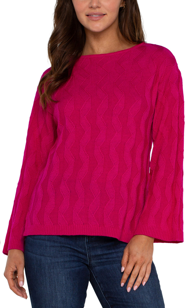 LIVERPOOL LONG SLEEVE BOAT NECK SWEATER - BRIGHT STAR RUBY