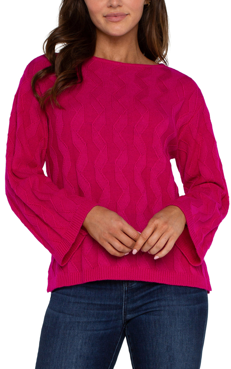 LIVERPOOL LONG SLEEVE BOAT NECK SWEATER - BRIGHT STAR RUBY