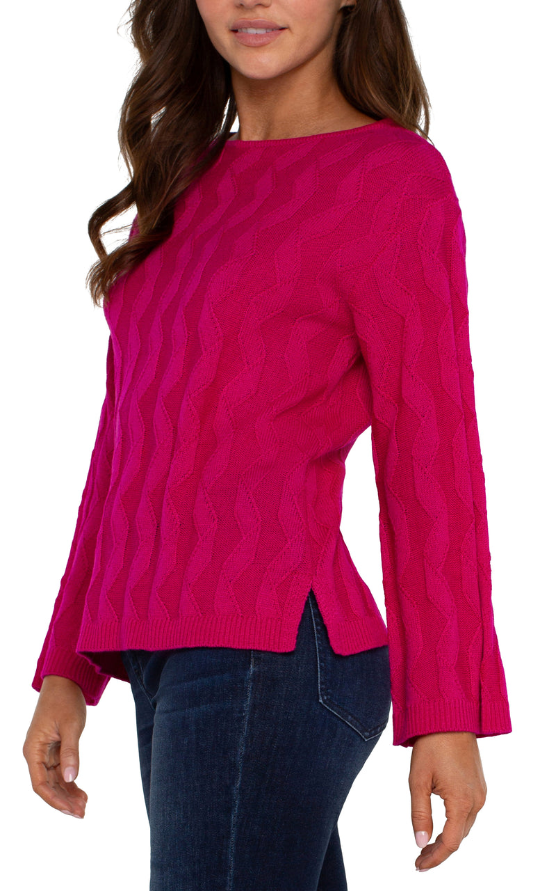 LIVERPOOL LONG SLEEVE BOAT NECK SWEATER - BRIGHT STAR RUBY