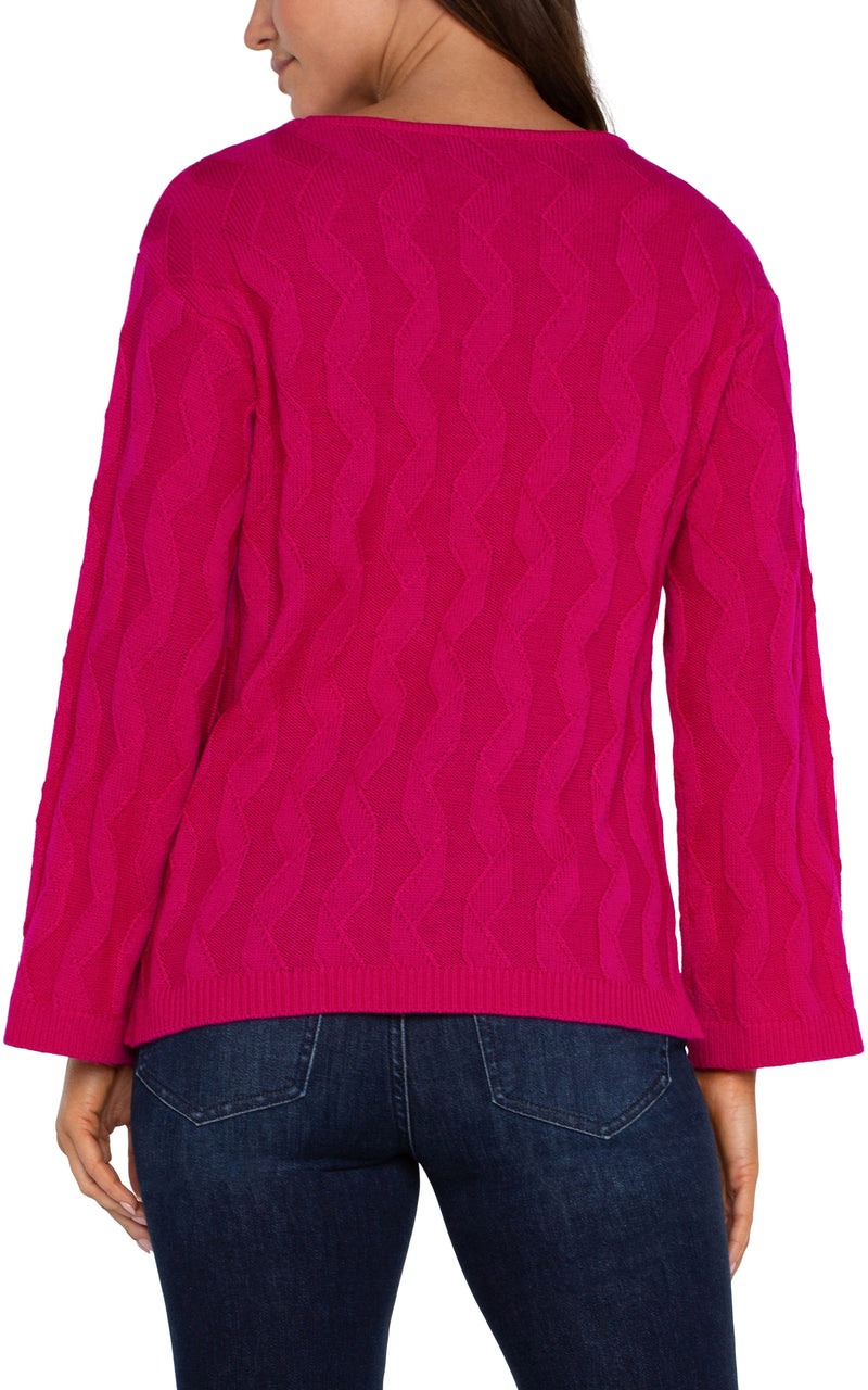 LIVERPOOL LONG SLEEVE BOAT NECK SWEATER - BRIGHT STAR RUBY