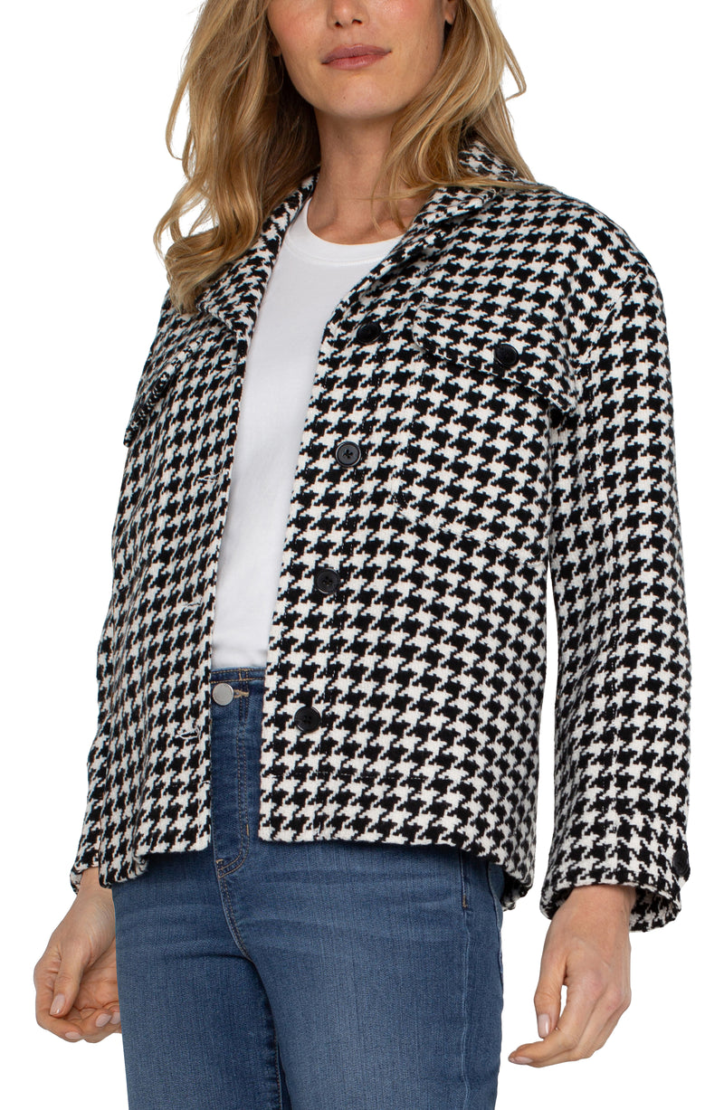 LIVERPOOL BOXY SHACKET W/ SIDE SLITS - HOUNDSTOOTH