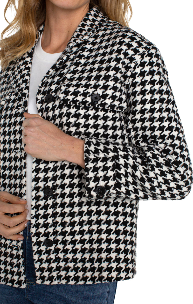 LIVERPOOL BOXY SHACKET W/ SIDE SLITS - HOUNDSTOOTH