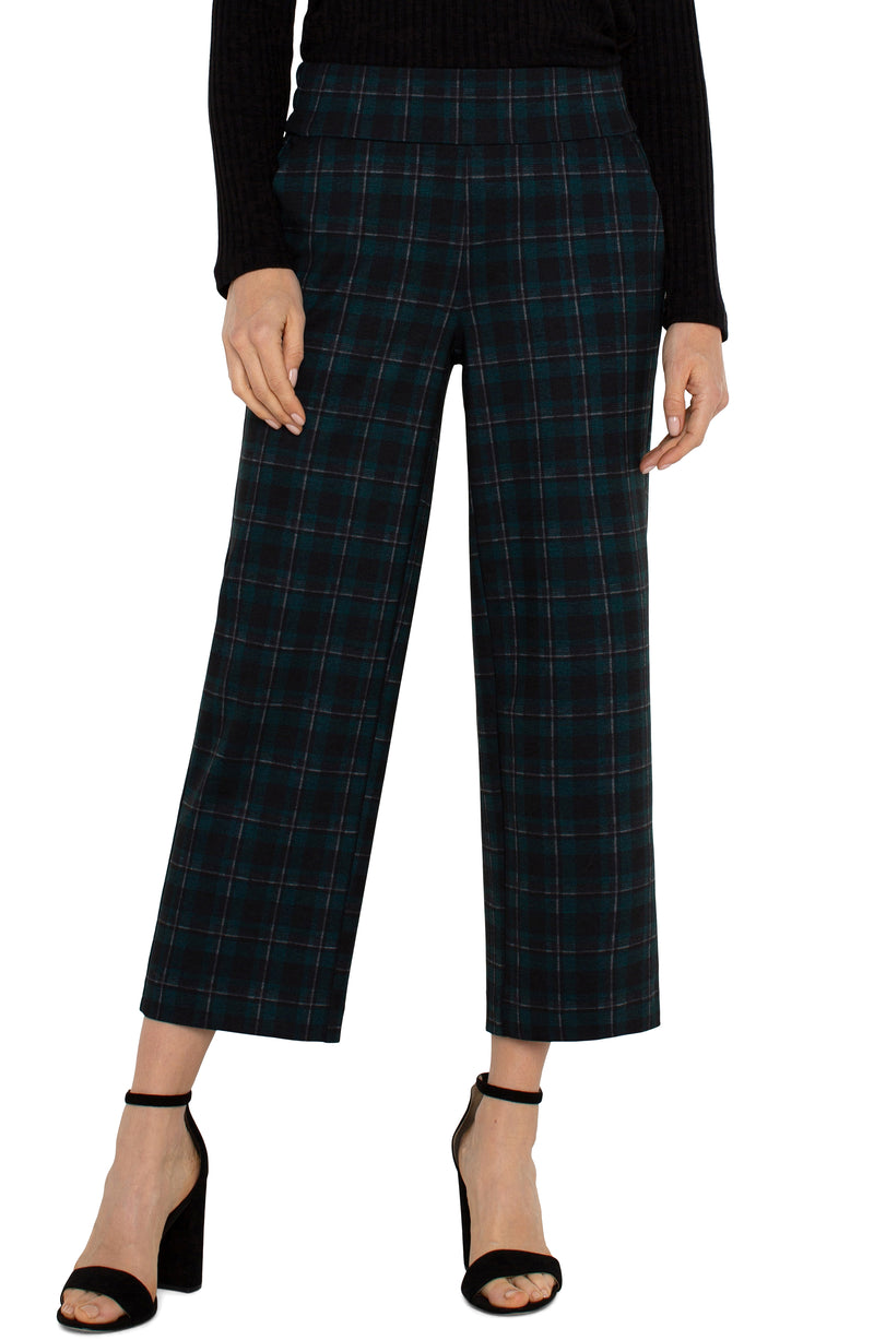 LIVERPOOL MABEL PULL-ON CROP STRAIGHT PANT - DARK FOREST PLAID