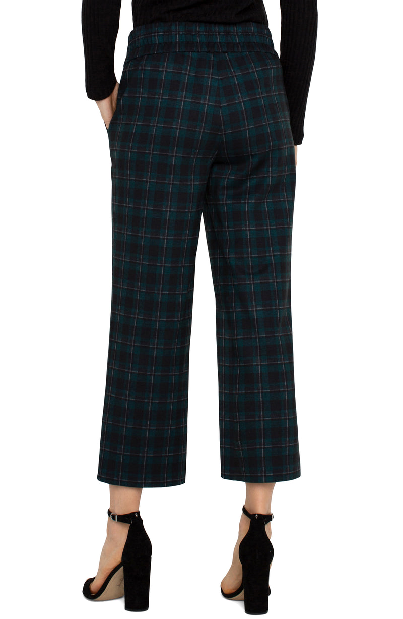 LIVERPOOL MABEL PULL-ON CROP STRAIGHT PANT - DARK FOREST PLAID