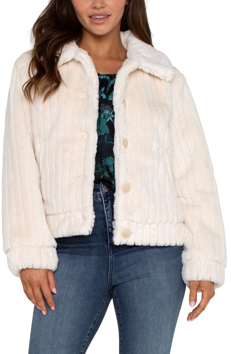 Liverpool Faux Fur Trucker Jacket - Cream