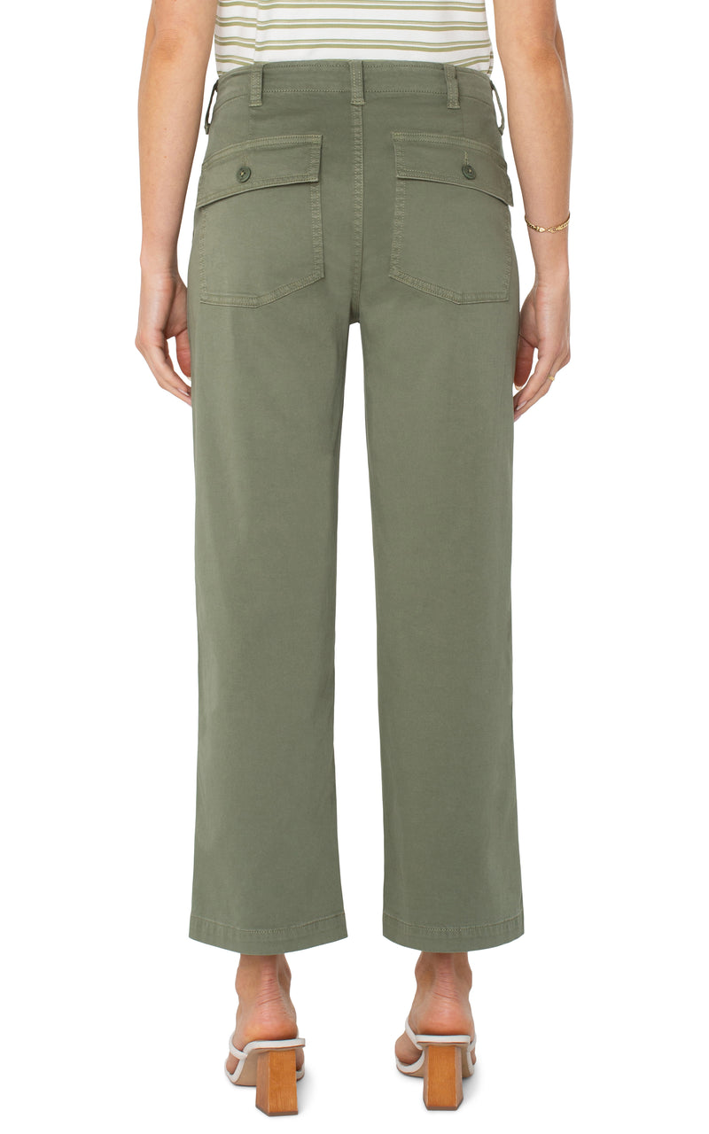 Liverpool Cargo Wide Leg Crop - Martini Olive