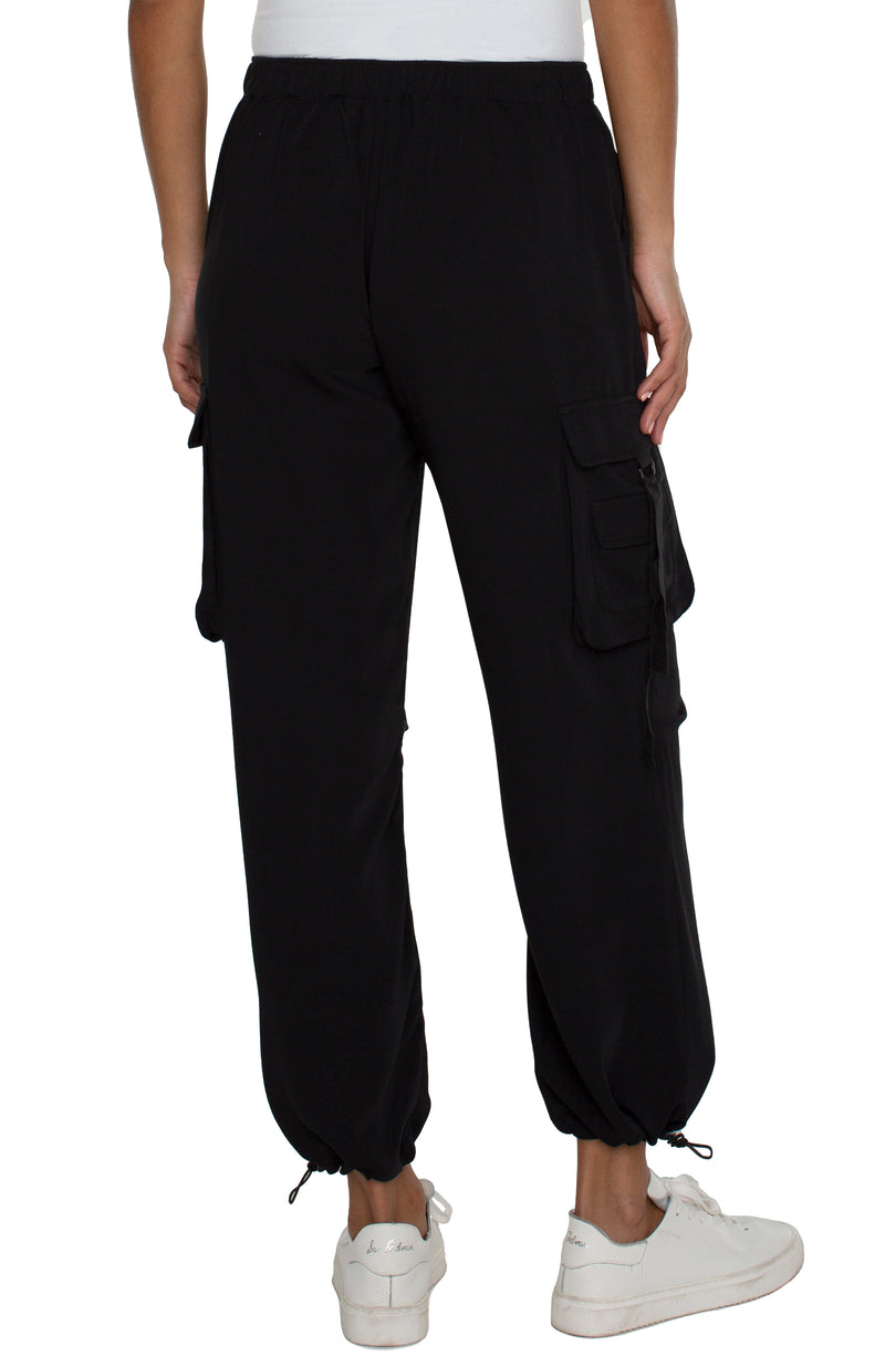 Liverpool Pull-on Parachute Cargo Pants - Black