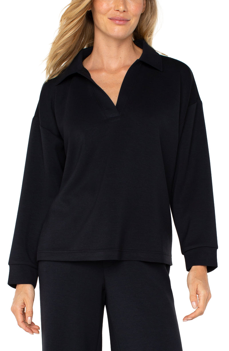 Liverpool V-neck Popover with Collar - Black