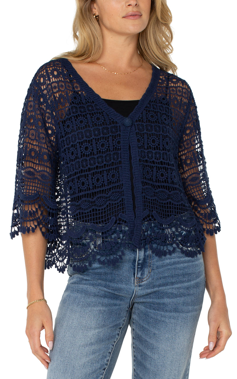 Liverpool Short Sleeve Lace Bolero - Navy