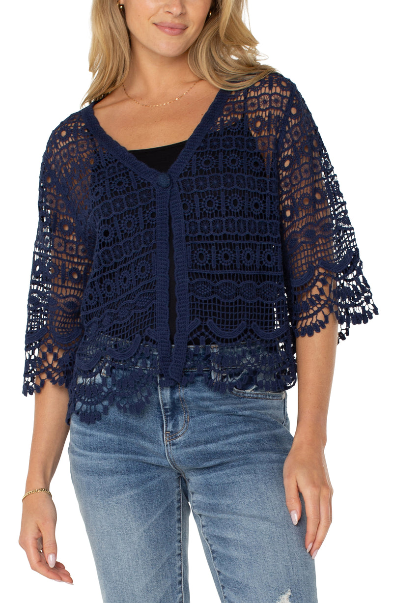 Liverpool Short Sleeve Lace Bolero - Navy