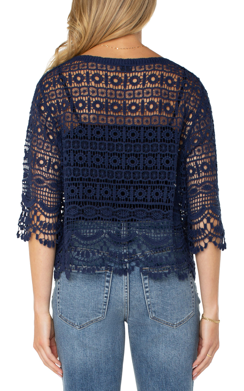 Liverpool Short Sleeve Lace Bolero - Navy