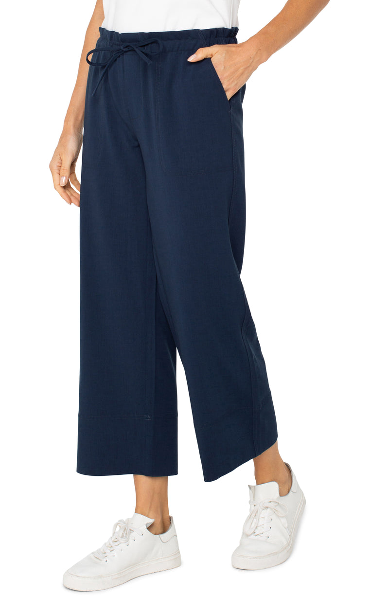 Liverpool Pull on Tie Waist Wide Leg - Dark Navy