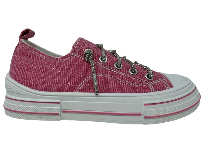 Aman Sparkle Tennis Shoe with Rhinestone Laces - Pink