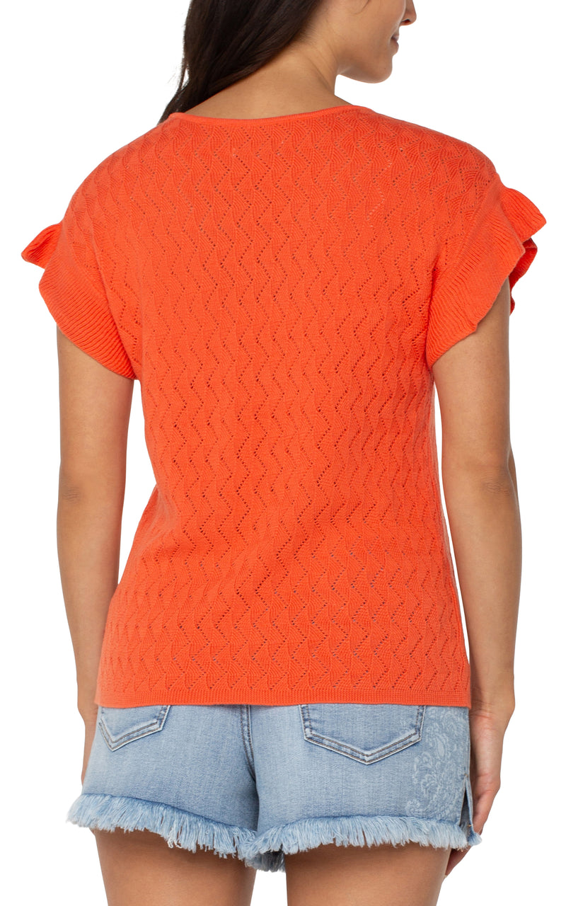 Liverpool Flutter Sleeve Dolman Sweater - Clementine