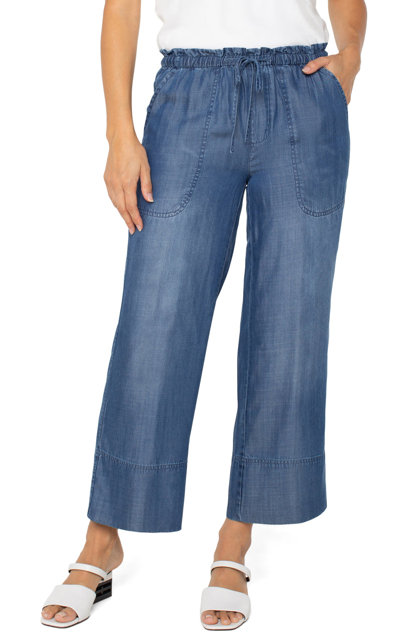 FINAL SALE Liverpool Pull on Tie Waist Wide Leg Ankle - Crenshaw