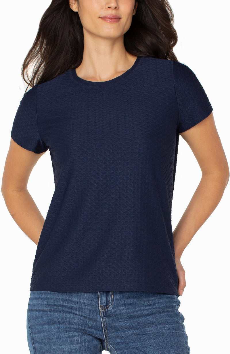 Liverpool Short Sleeve Crew Neck Tee w/ Rib Tri - Dark Navy