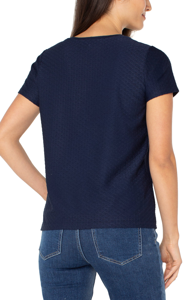 Liverpool Short Sleeve Crew Neck Tee w/ Rib Tri - Dark Navy