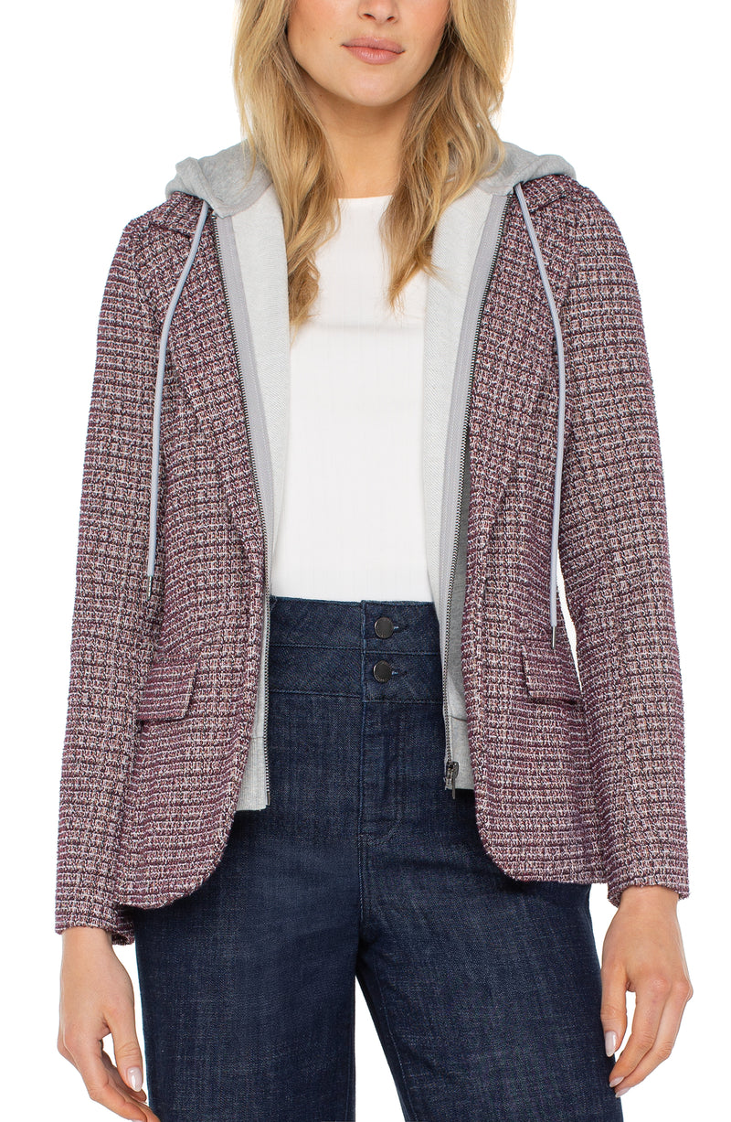 Liverpool Boyfriend Blazer w/ Removable Hood - Wine Multi