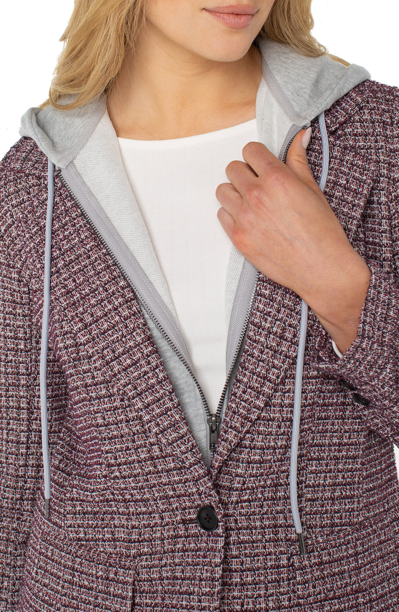 Liverpool Boyfriend Blazer w/ Removable Hood - Wine Multi