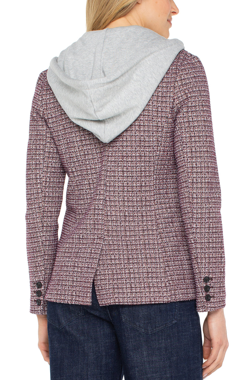Liverpool Boyfriend Blazer w/ Removable Hood - Wine Multi