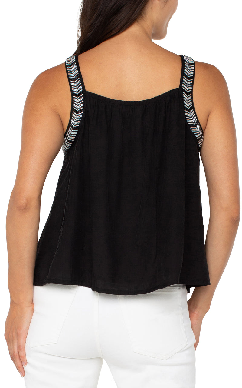 FINAL SALE Liverpool Sleeveless Tank With Beading - Black
